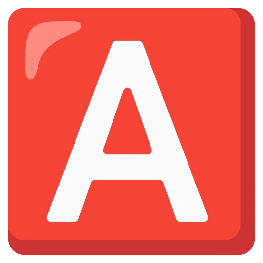 The a button (blood type) emoji.