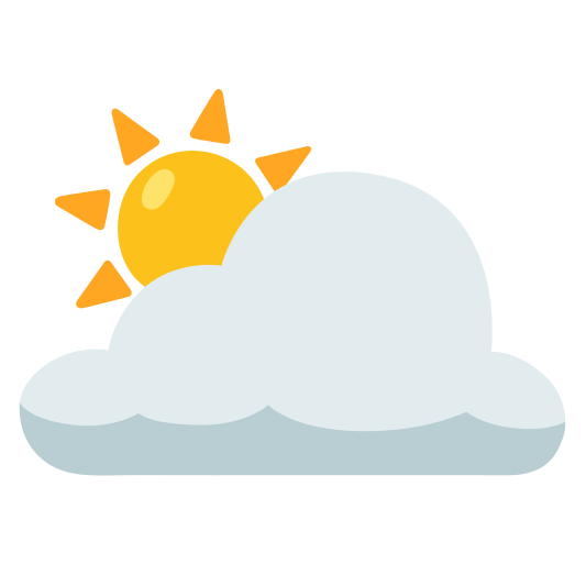 The sun behind large cloud emoji.