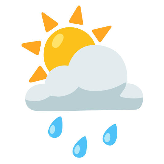 The sun behind rain cloud emoji.