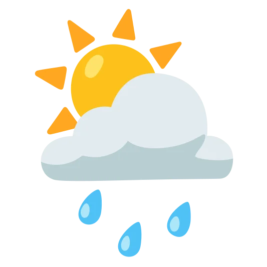 The sun behind rain cloud emoji.
