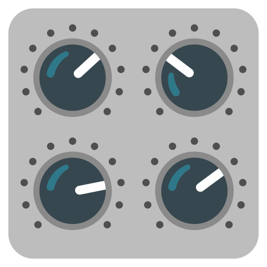 A set of control knobs, used for adjusting various audio settings.