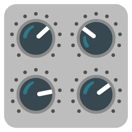 A set of control knobs, used for adjusting various audio settings.