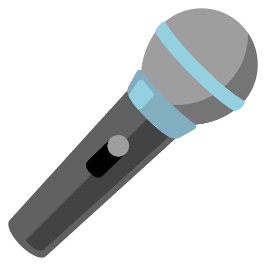 A microphone emoji, used to represent recording, singing, or audio input.