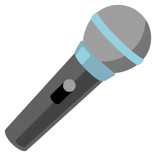 A microphone emoji, used to represent recording, singing, or audio input.