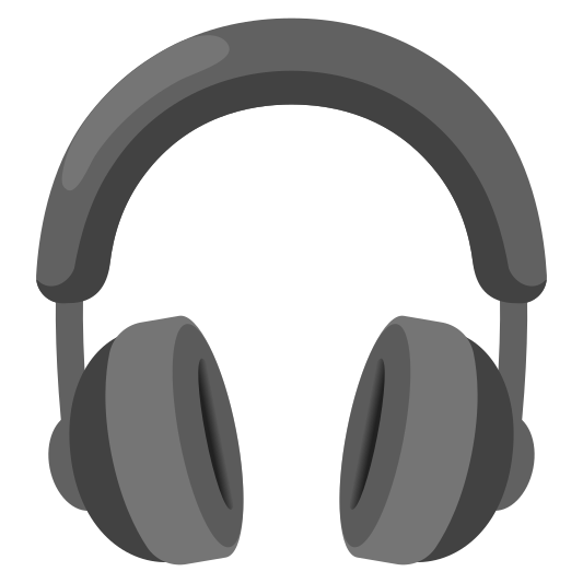 A headphone emoji, used to represent listening to audio or music.
