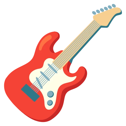 A guitar emoji, used to represent the musical instrument.