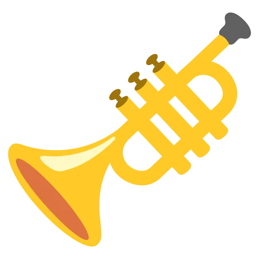 A trumpet emoji, used to represent the musical instrument.