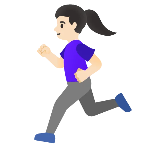 The woman running: light skin tone emoji.