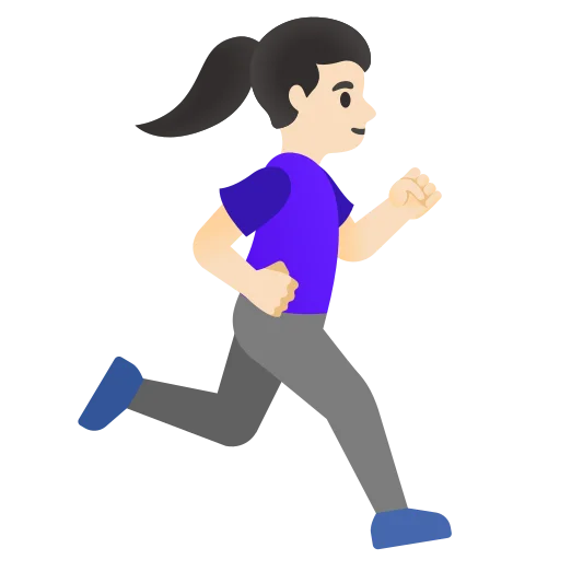 The woman running facing right: light skin tone emoji.