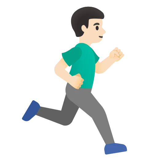 The man running facing right: light skin tone emoji.