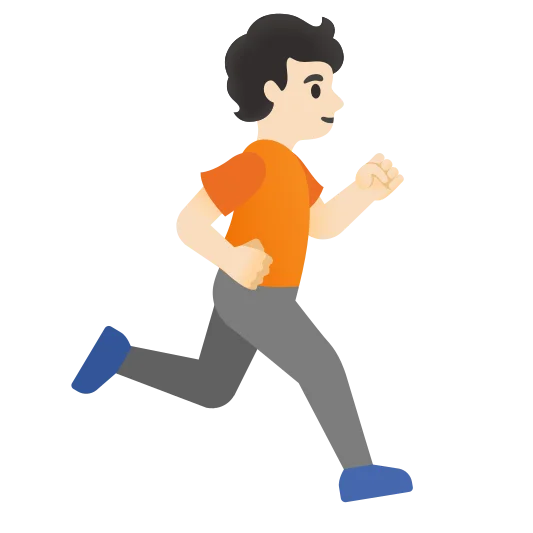 The person running facing right: light skin tone emoji.