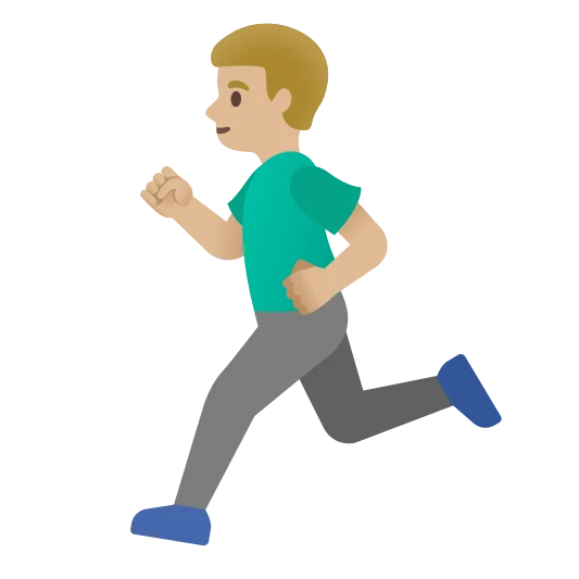 The man running: medium-light skin tone emoji.
