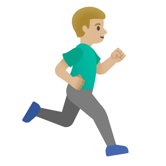 The man running facing right: medium-light skin tone emoji.