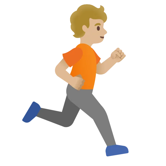 The person running facing right: medium-light skin tone emoji.