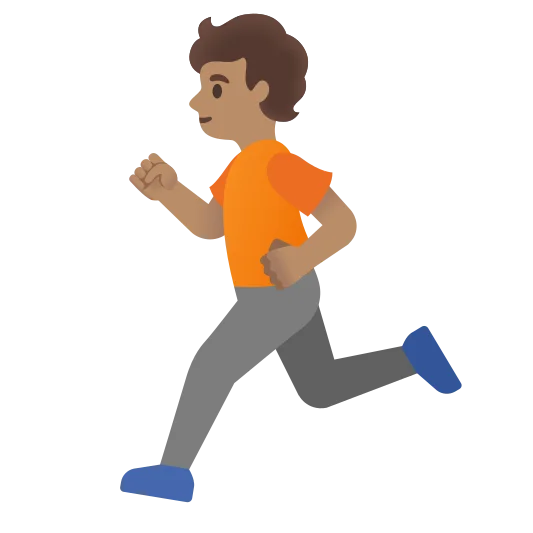 The person running: medium skin tone emoji.