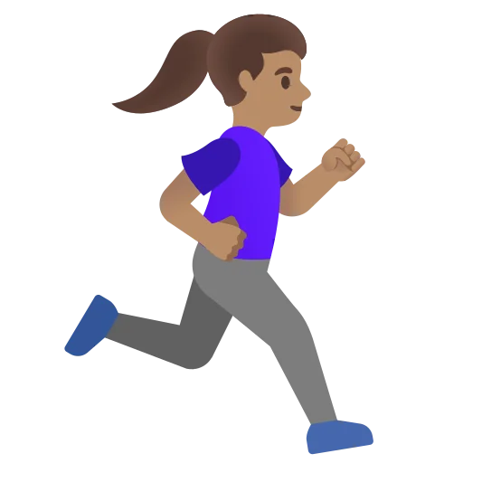 The woman running facing right: medium skin tone emoji.