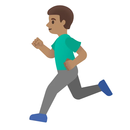 The man running: medium skin tone emoji.