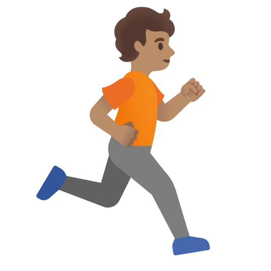 The person running facing right: medium skin tone emoji.