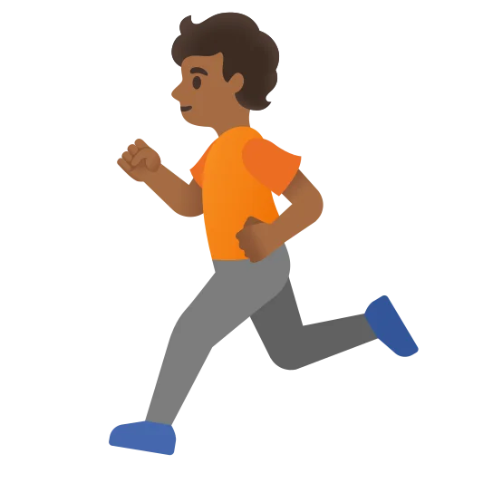 The person running: medium-dark skin tone emoji.