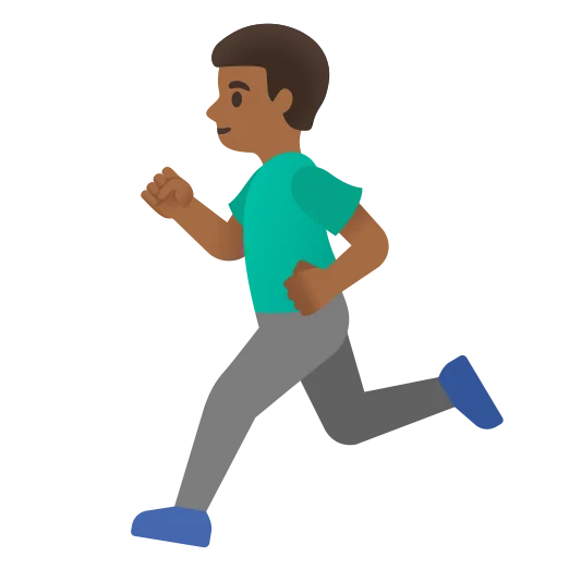 The man running: medium-dark skin tone emoji.