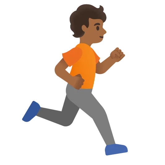 The person running facing right: medium-dark skin tone emoji.