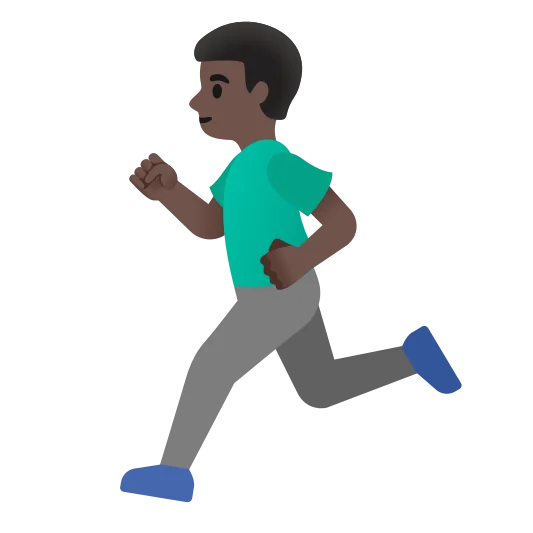 The man running: dark skin tone emoji.
