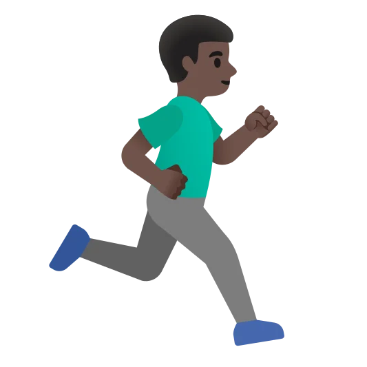 The man running facing right: dark skin tone emoji.