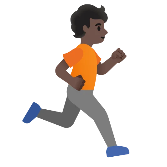 The person running facing right: dark skin tone emoji.