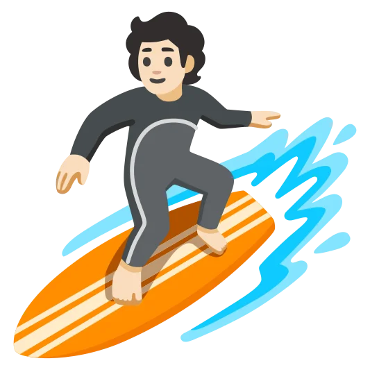 The person surfing: light skin tone emoji.