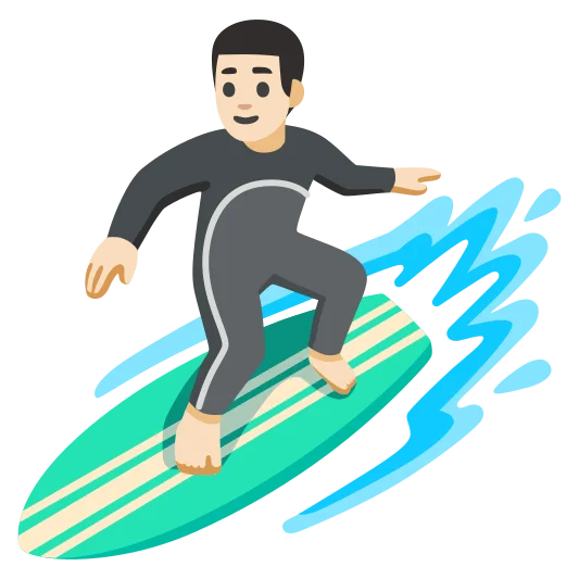 The man surfing: light skin tone emoji.