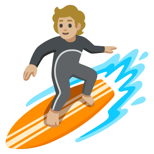 The person surfing: medium-light skin tone emoji.