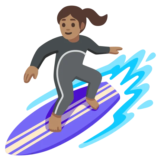 The woman surfing: medium skin tone emoji.
