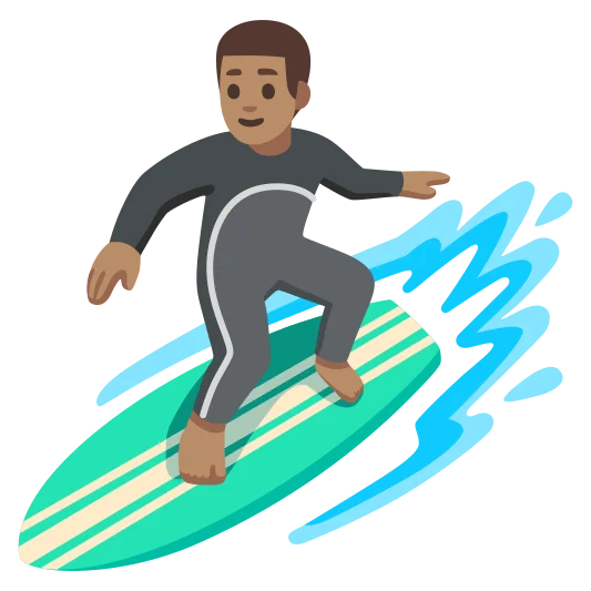 The man surfing: medium skin tone emoji.