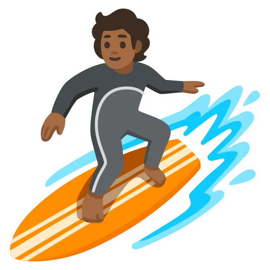 The person surfing: medium-dark skin tone emoji.