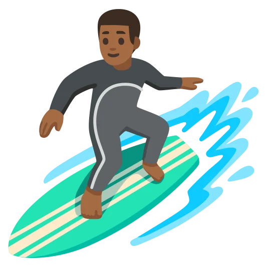 The man surfing: medium-dark skin tone emoji.