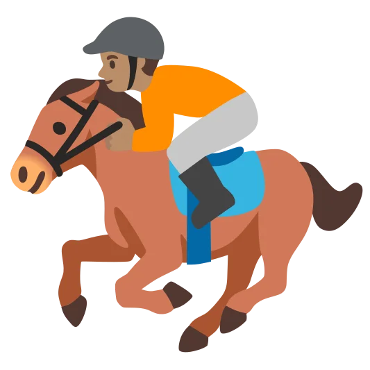 The horse racing: medium skin tone emoji.