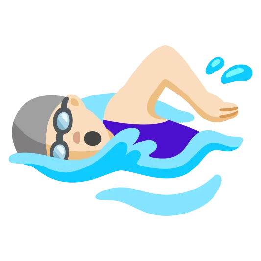 The woman swimming: light skin tone emoji.