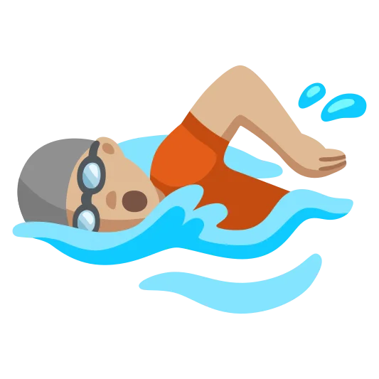 The person swimming: medium-light skin tone emoji.