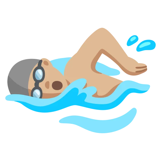 The man swimming: medium-light skin tone emoji.
