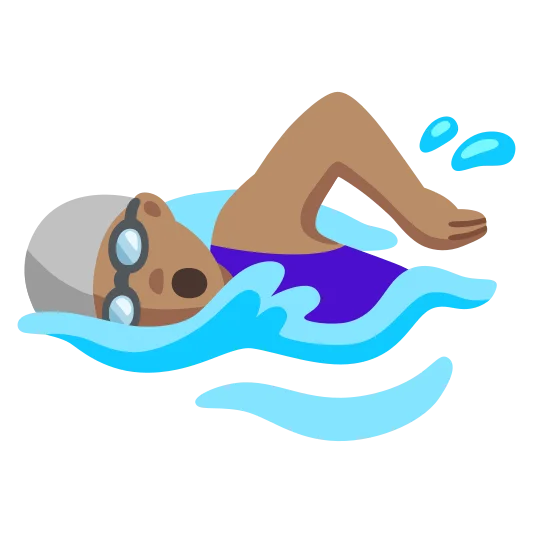 The woman swimming: medium skin tone emoji.