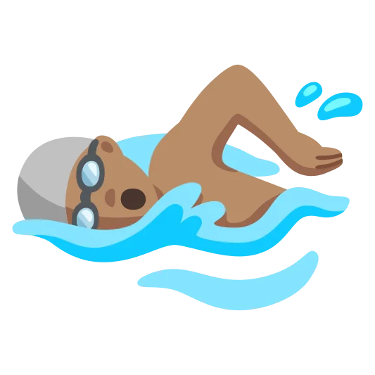 The man swimming: medium skin tone emoji.
