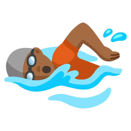 The person swimming: medium-dark skin tone emoji.