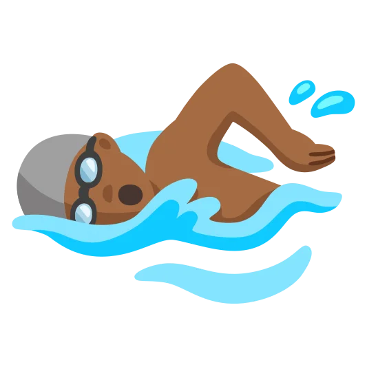 The man swimming: medium-dark skin tone emoji.