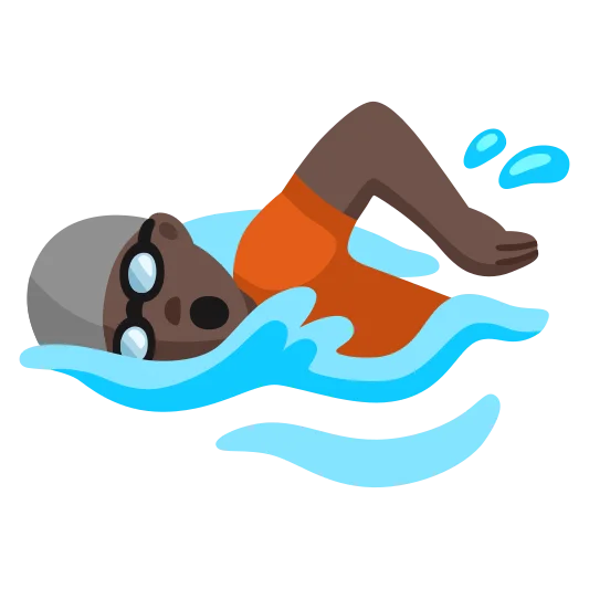 The person swimming: dark skin tone emoji.