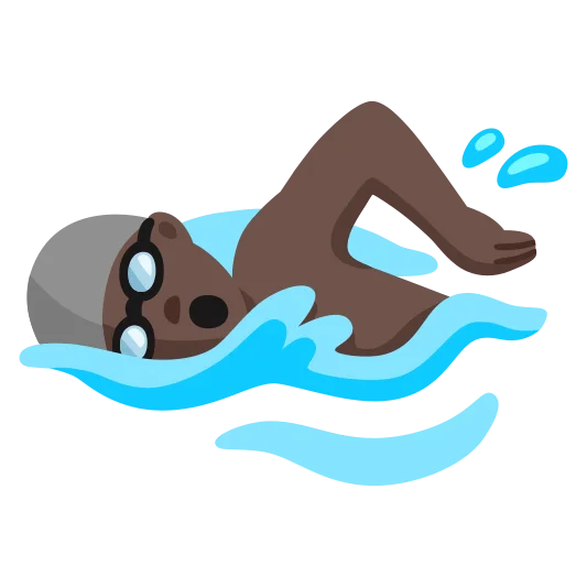 The man swimming: dark skin tone emoji.