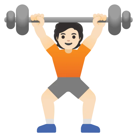The person lifting weights: light skin tone emoji.