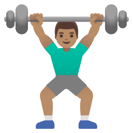 The man lifting weights: medium skin tone emoji.