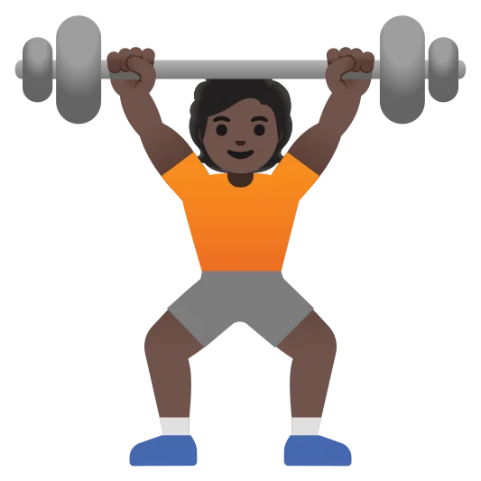 The person lifting weights: dark skin tone emoji.