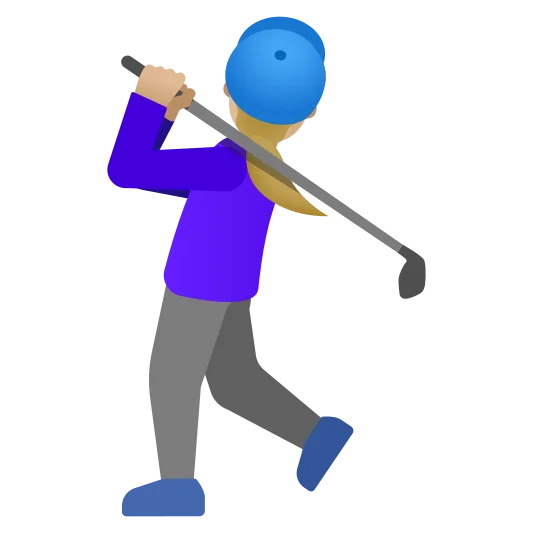 The woman golfing: medium-light skin tone emoji.