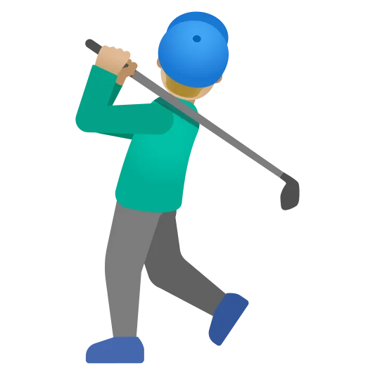 The man golfing: medium-light skin tone emoji.